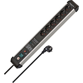 Brennenstuhl Multiprise de protection contre les surtensions Premium-Protect-Line 60.000A, 6x, aluminium, 3m de câble, noir/argenté