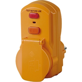 Brennenstuhl Personenschutz-Adapter BDI-A 2 30, 16A, 3500W, Berührungsschutz, Klappdeckel, zweipolige Abschaltung, für Außen- und Innenbereich, L 105 x B 50 x H 95 mm, gelb