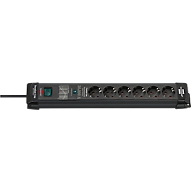 Brennenstuhl Premium-Line stekkerdoos met 6 stopcontacten, 1,8 m kabel, 26.000A overspanningsbeveiliging, veiligheidsschakelaar, L 515 x B 67 x D 90 mm, zwart