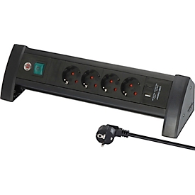 Brennenstuhl Premium Office-Line contactdoosstrip, 4-voudig, USB-C PD, USB-A, 1,8 m, zwart, zeer breukvast kunststof