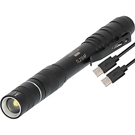 Brennenstuhl Stift-Taschenlampe LuxPremium TL 210 AF, Osram-LED, 55m Leuchtweite, Aluminium, USB C, IP44, schwarz