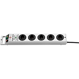 Brennenstuhl Super-Solid Überspannungsleiste, 5-fach, Überspannungsschutz 13.500 A, 2,5 m Kabel, silber, IP20, silber