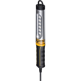 Brennenstuhl WL 550 Lampe d'atelier à LED, 3 positions de commutation, 12 LED SMD, filaire, câble de 5 m, IP65, 570 lm, 6500 K, L 40 x l 120 x H 340 mm, orange/noir