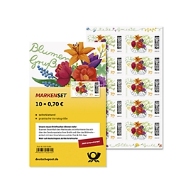Briefmarken Deutsche Post, Motiv „Blumengruß“, Wert 0,70 €, für Postkarten national, selbstklebend, 10 Stück