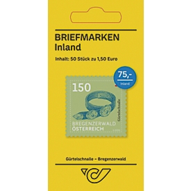Briefmarken Österreichische Post, „Gürtelschnalle“, 1,50 €, Eco M Inland, selbstklebend, hellgrün, 50 Stück
