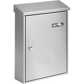 Brievenbus Letter, plaatstaal, inwerp voor C4-formaat, zilver