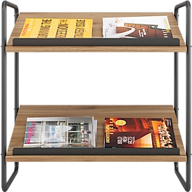 Brochurehouder meet by Paperflow model F, gemaakt van spaanplaat en staal, 2 schappen