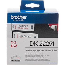 Brother Endlosetikett DK-22251, Papier, Rot-Schwarz-Druck