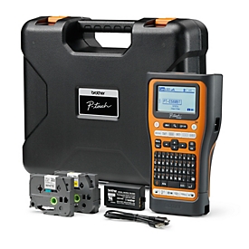 Brother Etikettendrucker P-Touch PT-E560BTVP, monochromer Thermotransferdruck, 180 x 128 dpi, 30 mm/s, Bluetooth/USB, inkl. Zubehör, orange-schwarz