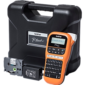 Brother labelling device P-touch E110 VP, QWERTZ keyboard, with 9 mm flexi-tape