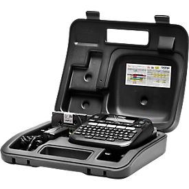Brother P-Touch D210VP labeling machine, for TZe label tapes with B 3.5/6/9/12 mm, print speed 20 mm/sec, incl. label tape, black