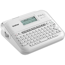 Brother PT-D410VP label maker, thermal transfer, for 3.5-18 mm wide TZe ribbons, 20 mm/sec, USB, keyboard, accessories