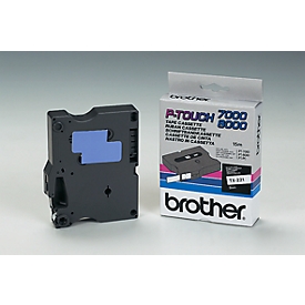 Brother Schriftbandkassette TX-221, 9 mm breit, weiss/schwarz