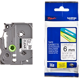 Brother Schriftbandkassette TZe-111, 6 mm breit, farblos/schwarz