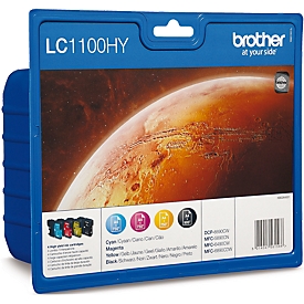 Brother Sparpaket 4 Tintenpatronen LC-1100HYBK/C/M/Y schwarz, cyan, magenta, gelb, original