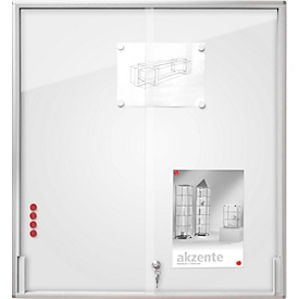 BST MEDIA ST display case, for inside, toughened safety glass, sliding door, display format 8x DIN A4