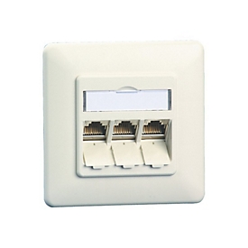 BTR E-DAT modul 3x8(8) UP - Anschlussdose, Unterputz - CAT 6a - Pure White, RAL 9010 - 3 Ports