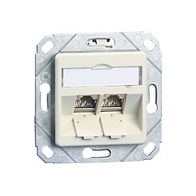 BTR E-DAT modul 8/8(8) UPk - Anschlussdose, Unterputz - CAT 6 - Pure White, RAL 9010 - 2 Ports