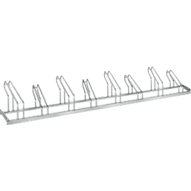 Bügelparker, 1-seitig, für Reifen bis B 55 mm, B 2800 x T 540 x H 500 mm, Stahl feuerverzinkt, 8 Einstellplätze, montiert