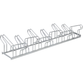 Bügelparker, 2-seitig, für Reifen bis B 55 mm, B 2100 x T 3200 x H 500 mm, Stahl feuerverzinkt, 12 Einstellplätze, montiert