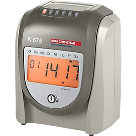 Bürk Mobatime calculating time recording device K 675, automatic card input and output, up to 100 persons