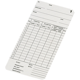 BUERK stamp card, double sided, for time recording system K800/K895/K1300, 500 pieces