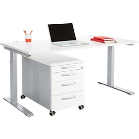 Büromöbelset 2-tlg. MODENA FLEX, höhenverstellbar, Breite 1600 mm 