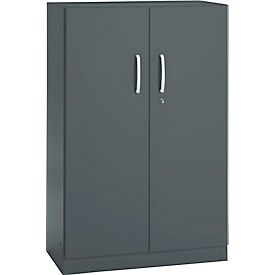 Büroschrank, 3OH, abschliessbar, mit aufliegenden Türen, B 800 mm, Basaltgrau