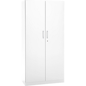 Büroschrank, 5 OH, abschliessbar, mit aufliegenden Türen, B 950 mm, Verkehrsweiss