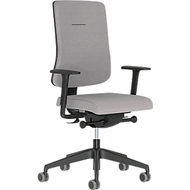 Bürostuhl NowyStyl UTILA, mit Armlehnen, Synchronmechanik, Muldensitz, sitzhöhen-/tiefenverstellbar, Rückenlehne gepolstert, grau/grau