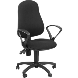Bürostuhl, Permanentkontakt, mit Armlehnen, ergonomische Lehne, breite Sitzfläche, schwarz 