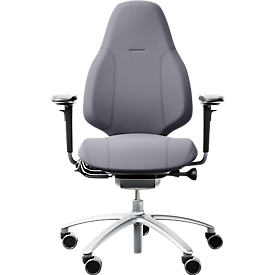 Bürostuhl RH Mereo 220, mit Armlehnen, Synchronmechanik, Flachsitz, Lordosenstütze, grau/silber