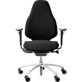 Bürostuhl RH Mereo 220, mit Armlehnen, Synchronmechanik, Flachsitz, Lordosenstütze, schwarz/silber