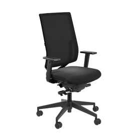 Bürostuhl SSI Project OI 2530, ohne Armlehnen, Synchronmechanik, Muldensitz, Netzrücken, schwarz/schwarz