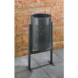 Buitenafvalbak, rond, op voet, gegalvaniseerd staal, 60 liter