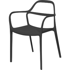 Buitenstoel NOVA - kunststof - stapelbaar - zwart - set van 2