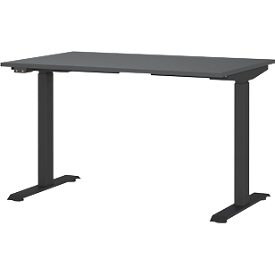 Bureau Aalborg - réglage de la hauteur électriquement - L 1200 x P 800 x H 720 - 1200 mm- piétement en T - graphite et gris noir