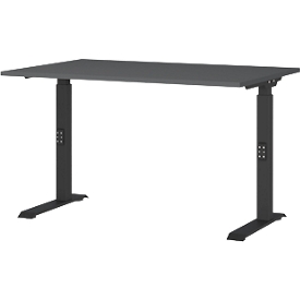 Bureau Aalborg - réglage de la hauteur mécaniquement - L 1200 x P 800 x H 680 - 910 mm - piétement en C - graphite et gris noir