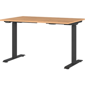 Bureau Agenda Home, elektrisch in hoogte verstelbaar, B 1200 x D 800 x H 720-1200 mm, Grandson-eiken/zwart + Memory-USB-paneel