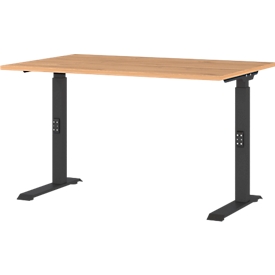 Bureau Agenda Home, réglable en hauteur par mécanisme, L 1 200 x P 800 x H 680-910 mm, chêne Grandson/noir
