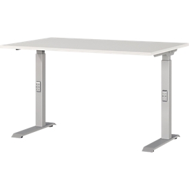 Bureau Agenda, réglage mécanique de la hauteur, L 1200 x P 800 x H 680-910 mm, gris clair/argenté