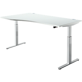Bureau assis/debout, extension à gauche, l. 1800 mm, gris clair