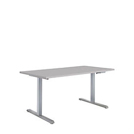 Bureau assis/debout Multiflex, table à manivelle, hauteur ajustable, l. 1200 mm, gris clair/alu blanc 