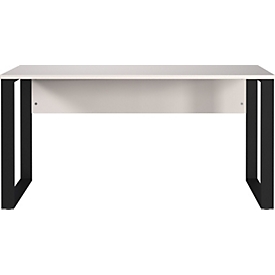 Bureau Athen, rectangulaire, pied à repasser, avec bandeau, L 1500 x P 600 x H 740 mm, cachemire/noir