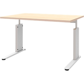 Bureau BARI, pieds en C, forme B, rectangulaire, l. 1200 x P 800 x H 680 - 820 mm, coloris érable
