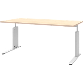 Bureau BARI, pieds en C, forme B, rectangulaire, l. 1600 x P 800 x H 680 - 820 mm, coloris érable