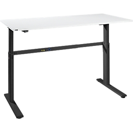 Bureau Bexxstar - elektrisch in hoogte verstelbaar - B 1600 x D 800 x H 725-1185 mm - C-poot - wit decor - onderstel zwart