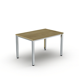 Bureau Bexxstar, rectangulaire, 4 pieds en tube carré, L 1 200 x H 740 mm, chêne/argent chromé
