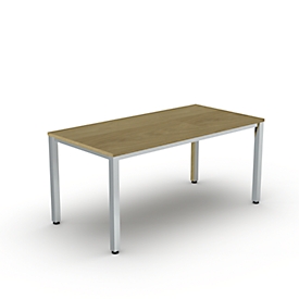 Bureau Bexxstar, rectangulaire, 4 pieds en tube carré, L 1600 x H 740 mm, chêne/chrome argenté