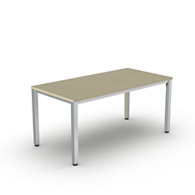 Bureau Bexxstar, rectangulaire, 4 pieds en tube carré, L 1600 x H 740 mm, érable/chrome argenté